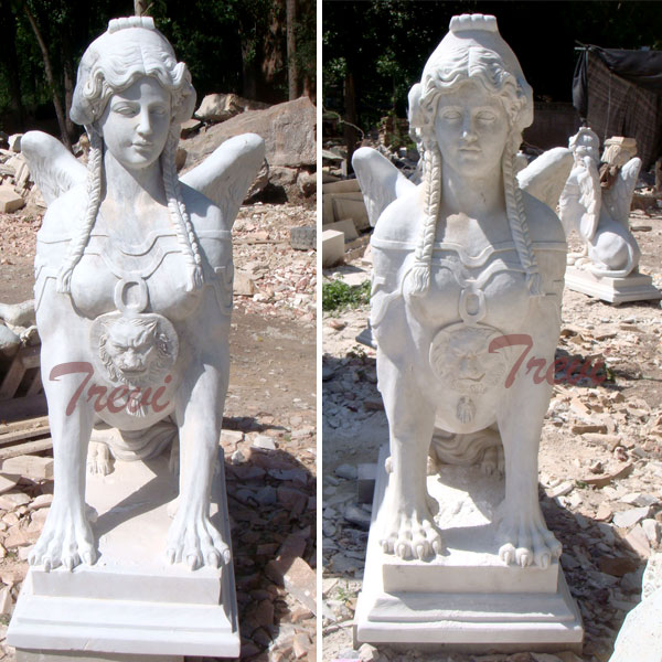 Winged Lion Sculpture Cast Concrete Garden Ornaments Outside Houses