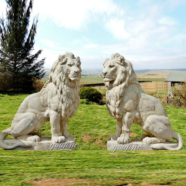 Angel and Lion Cheap Garden Statues for Sale Outside Houses