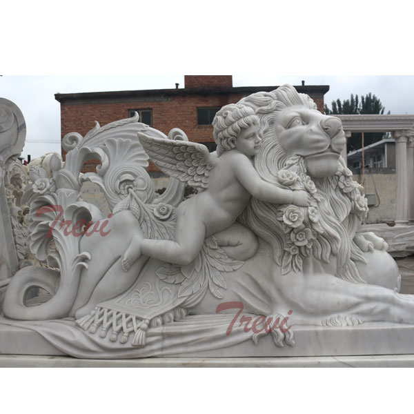 White Marble Lion Lawn Ornaments Statues for Home