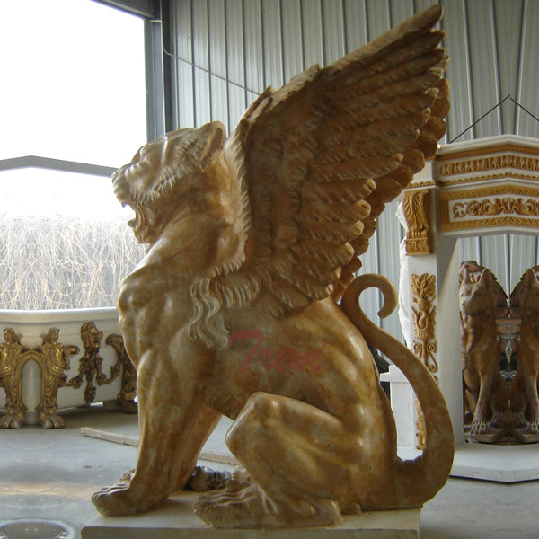 Winged Lion Sculpture Yard Ornaments Near Me in Front of House
